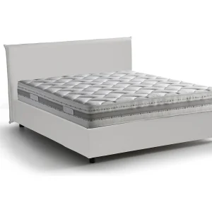Dalberg tweepersoonsbed, Opbergbed met bekleding van eco-leer, 100% Made in Italy, Opening aan de voorkant, inclusief matras van 140×200 cm, Wit Dalberg tweepersoonsbed, Opbergbed met bekleding van eco-leer, 100% Made in Italy, Opening aan de voorkant, inclusief matras van 140×200 cm, Wit
