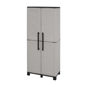 Dbettell buitengarderobe, Garderobe doorTa scope, Buitenkast 2 deuren, 100% Made in Italy, 68x37h169 cm, Lichtgrijs en Zwart, Gestreepte afwerking Dbettell buitengarderobe, Garderobe doorTa scope, Buitenkast 2 deuren, 100% Made in Italy, 68x37h169 cm, Lichtgrijs en Zwart, Gestreepte afwerking