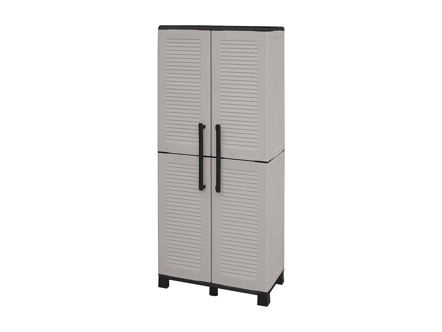Dbettell buitengarderobe, Garderobe doorTa scope, Buitenkast 2 deuren, 100% Made in Italy, 68x37h169 cm, Lichtgrijs en Zwart, Gestreepte afwerking