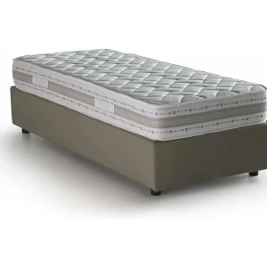 Dcinott eenpersoonsbed, Opbergbed met bekleding van eco-leer, 100% Made in Italy, Opening aan de voorkant, inclusief matras van 80×190 cm, Taupe