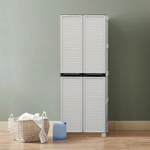 Dbaldanz Buitengarderobe, Buitenkast, Multifunctionele Wasgarderobe, 100% Made in Italy, Lichtgrijs, 70x39h172 cm