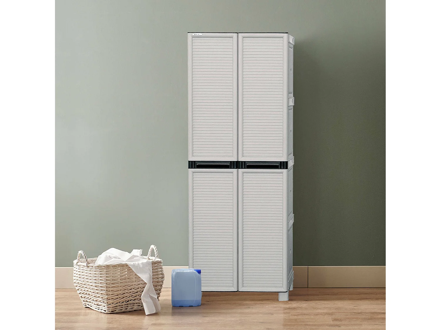 Dbaldanz Buitengarderobe, Buitenkast, Multifunctionele Wasgarderobe, 100% Made in Italy, Lichtgrijs, 70x39h172 cm