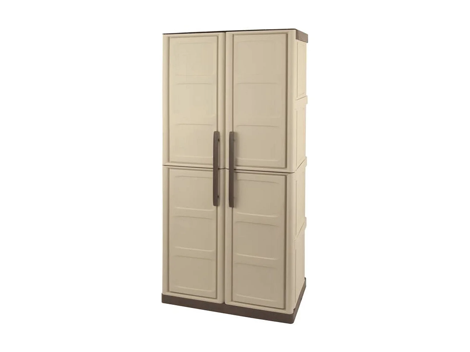 Daldegan buitengarderobe, Multifunctionele balkongarderobe, 2-deurs bezemkast, 100% Made in Italy, 70x47h178 cm, Beige en Bruin, Geruite afwerking