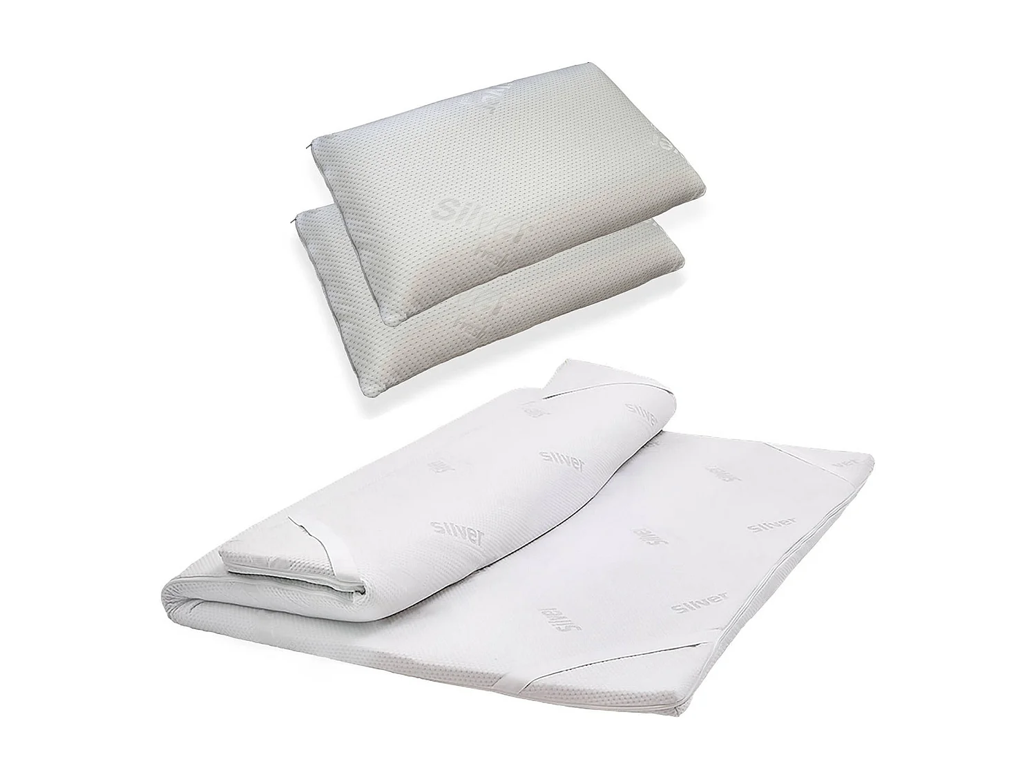 Dmarino dubbele topper, Topmatrasset met kussen, Memory Foam Topper, Hypoallergene en ademende Topper, 100% Made in Italy, 180x200xh5 cm