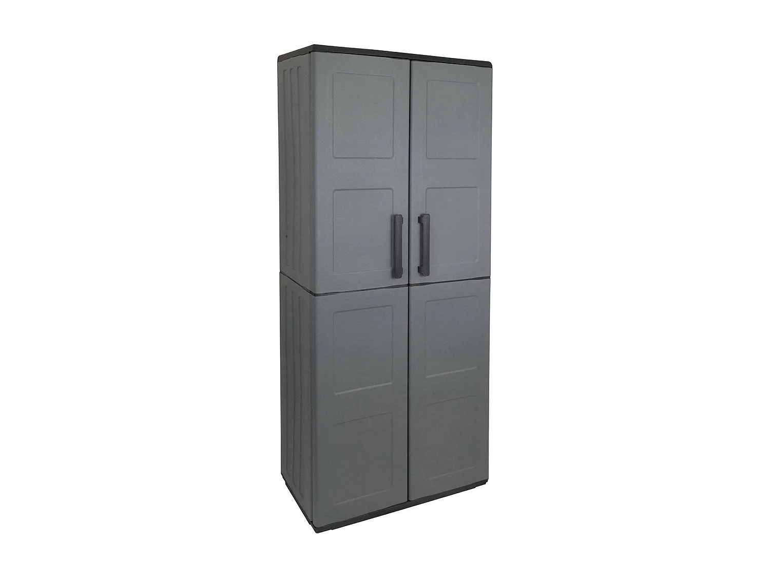 Dargentes buitenkast, Multifunctionele bezemkast, 2-deurs buitenkast, 100% Made in Italy, Vierkante afwerking, 68x37h163 cm, Grijs en Zwart