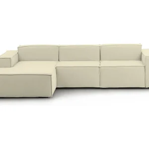 Dflori vaste bank, 3-zits modulaire bank met linkerschiereiland, 100% Made in Italy, Moderne stoffen bank, 300x170h70 cm, Beige