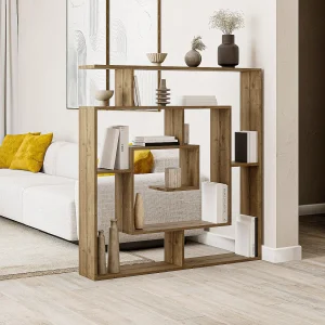 Moderne Bruin Houten Boekenkast "Labirent" – 125 x 22 x 129 cm – 11 Planken