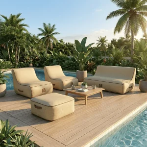 Coco Lounge Opblaasbare tuinloungeset Boho jutekleur