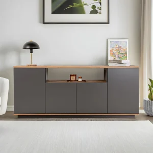 Moderne Houten Dressoir "Arista" – 180 x 44 x 75 cm – Antraciet Grijs