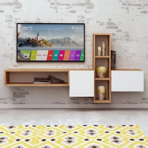 Moderne Houten TV-standaard "Kumkuat" – Bruin – 160 x 35 x 70 cm – Elegant Ontwerp Moderne Houten TV-standaard "Kumkuat" – Bruin – 160 x 35 x 70 cm – Elegant Ontwerp