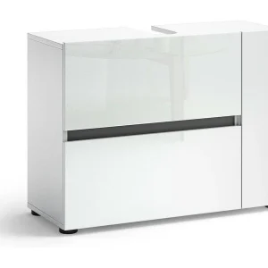 Dellertsso wastafelkast, Badkamermeubel, Wastafelcontainer, Wastafelkast, Made in Italy, Glanzend wit, 83x34h62 cm