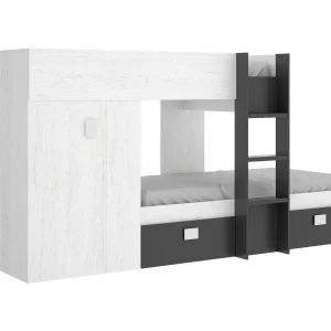 Dmora Slaapkamer Set Cevedale 111x271x150h cm Wit Antraciet 2 Laden Handvatten abs Unidirectionele Wielen, Omkeerbaar Dmora Slaapkamer Set Cevedale 111x271x150h cm Wit Antraciet 2 Laden Handvatten abs Unidirectionele Wielen, Omkeerbaar