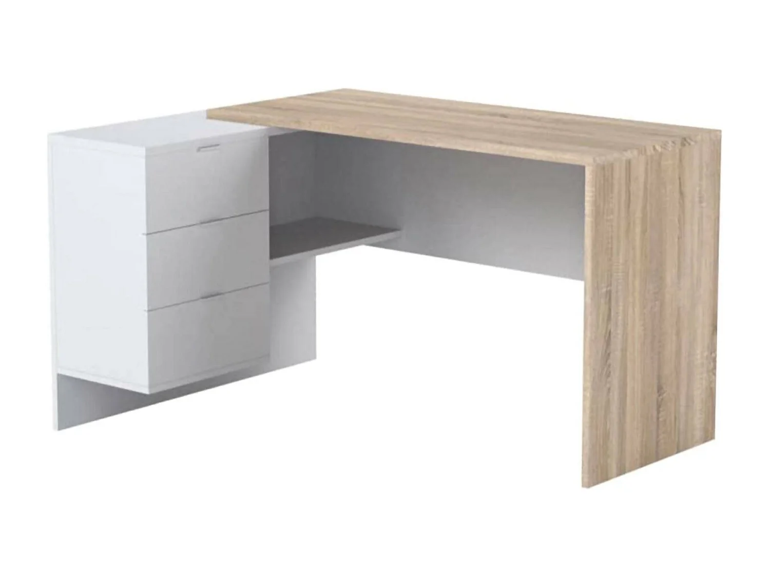 Dmora Bureau Greensboro 108x145x73cm Wit Modulair Hoekstuk, een Plank