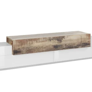 Dmora TV-kast Teo 45x200x52h cm Wit Glans 3 Planken 4 Vakken, 3 Deuren Gemaakt in Italië Dmora TV-kast Teo 45x200x52h cm Wit Glans 3 Planken 4 Vakken, 3 Deuren Gemaakt in Italië