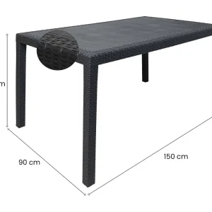 Dmachac buitentafel, Rechthoekige eettafel, Multifunctionele tuintafel met rotaneffect, 100% Made in Italy, 150x90h72 cm, Antraciet Dmachac buitentafel, Rechthoekige eettafel, Multifunctionele tuintafel met rotaneffect, 100% Made in Italy, 150x90h72 cm, Antraciet