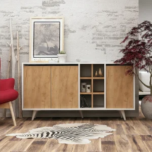 Moderne Scandinavische Houten Buffetkast "Prava" – Bruin 140 x 40 x 86 cm