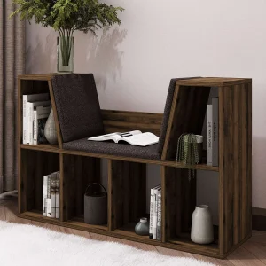 "Livora Houten Boekenkast met Geïntegreerde Zitting – Bruin – Modern Design – 6 Planken – 103 x 30 x 63 cm" "Livora Houten Boekenkast met Geïntegreerde Zitting – Bruin – Modern Design – 6 Planken – 103 x 30 x 63 cm"