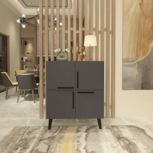 Moderne Grijze Antraciet Houten Buffet "Makro" – 70 x 35 x 90 cm – 4 Deuren