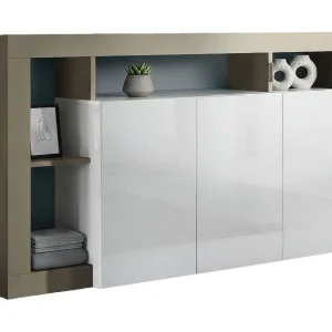 Ddistefan dressoir, Woonkamerbuffet, Woonkamerdressoir, Keukenkast, Made in Italy, 146×42 h93 cm, Wit Ddistefan dressoir, Woonkamerbuffet, Woonkamerdressoir, Keukenkast, Made in Italy, 146×42 h93 cm, Wit