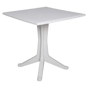 Dmondel buitentafel, Vaste vierkante tafel, Multifunctionele tuintafel, 100% Made in Italy, 70x70h72 cm, Wit