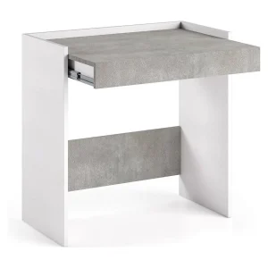 Dmora Bureau Clematis 40x80x79h cm Cementgrijs 1 Lade, PC-Steun, Blad van Gefineerd Hout. Made in Italy Dmora Bureau Clematis 40x80x79h cm Cementgrijs 1 Lade, PC-Steun, Blad van Gefineerd Hout. Made in Italy