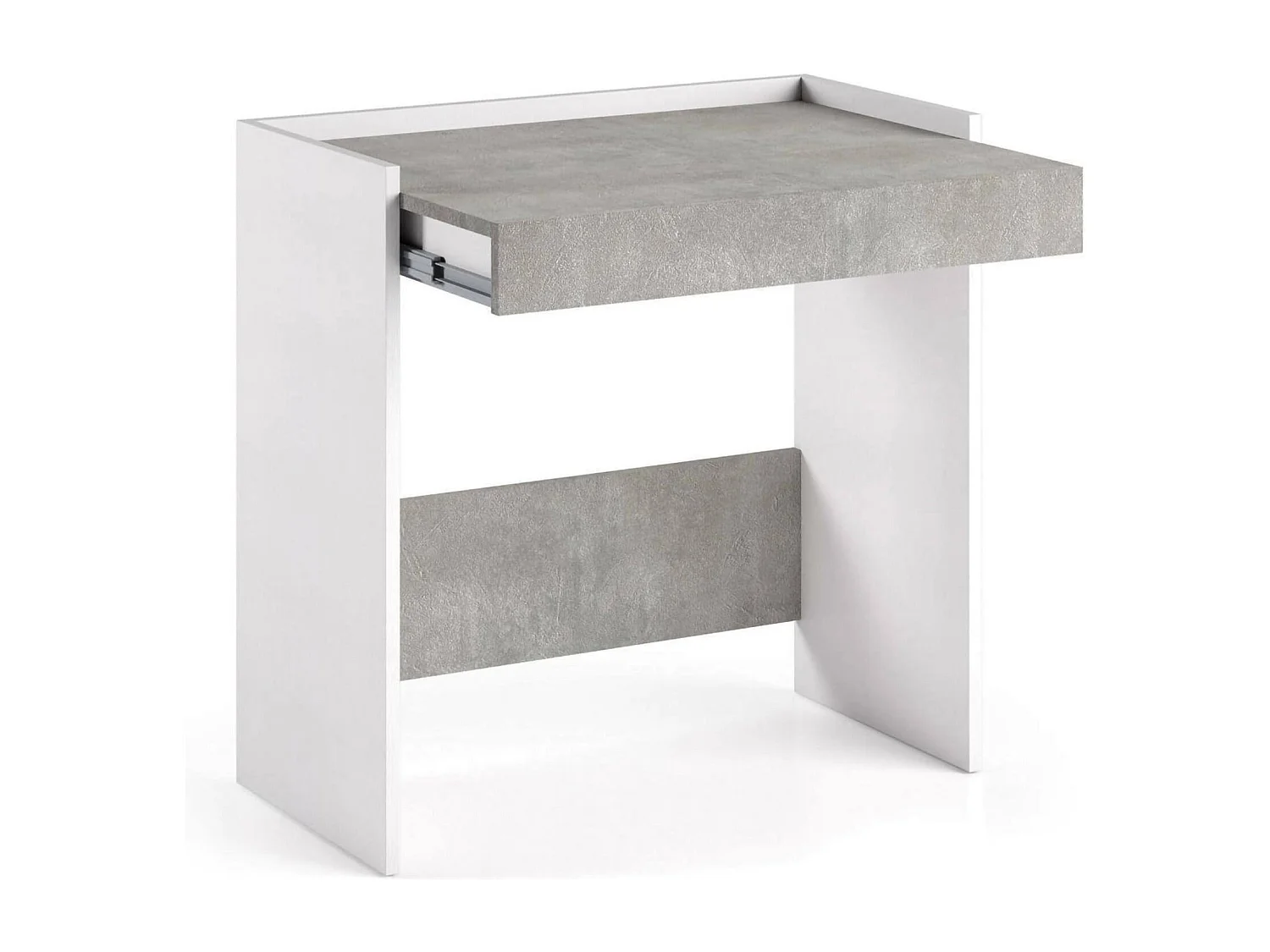 Dmora Bureau Clematis 40x80x79h cm Cementgrijs 1 Lade, PC-Steun, Blad van Gefineerd Hout. Made in Italy