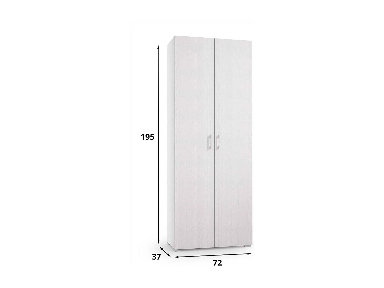 Ddrega multifunctionele kledingkast, Lineaire kast met 2 draaideuren, Kledingkast met 6 planken, Modern schoenenrek, 100% Made in Italy, 72x37h195 cm, Wit