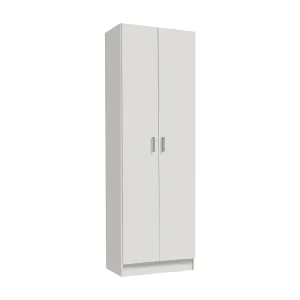 Dmarra multifunctionele kledingkast, Extra kast met 2 deuren, Schoenenrek met 3 planken, Modern hoog schoenenrek, 59x37h180 cm, Wit Dmarra multifunctionele kledingkast, Extra kast met 2 deuren, Schoenenrek met 3 planken, Modern hoog schoenenrek, 59x37h180 cm, Wit