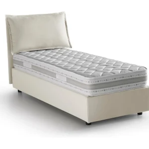 Talamo Italia Eenpersoonsbed Carolina Beige Met Matras, Afneembare Bekleding, Opbergruimte Made in Italy