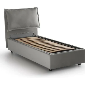 Dgjyl eenpersoonsbed, Opbergbed met stoffen bekleding, 100% Made in Italy, Zijopening, geschikt voor matras 80×190 cm, Grijs