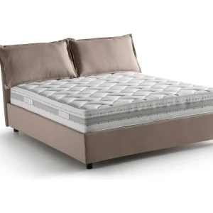 Dmarin tweepersoonsbed, Opbergbed met stoffen bekleding, 100% Made in Italy, Opening aan de voorkant, inclusief matras 160×200 cm, Taupe