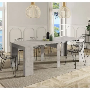 Diluna console, Uitschuifbare eettafel, Tafel met multifunctionele verlengstukken uitschuifbaar tot 10 zitplaatsen, 51/237x90h78 cm, Cement Diluna console, Uitschuifbare eettafel, Tafel met multifunctionele verlengstukken uitschuifbaar tot 10 zitplaatsen, 51/237x90h78 cm, Cement