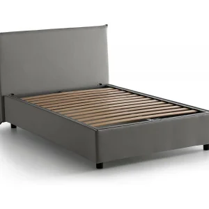 Dacer tweepersoonsbed, opbergbed met stoffen bekleding, 100% Made in Italy, opening aan de voorkant, geschikt voor matras 120×190 cm, grijs