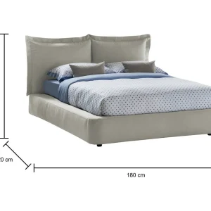 Talamo Italia Tweepersoonsbed Cornelia Beige Afneembare Opbergbak, Matrasmaat 160×190 cm Made in Italy