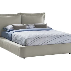 Dbonn tweepersoonsbed, Opbergbed met stoffen bekleding, 100% Made in Italy, Opening aan de voorkant, geschikt voor matras van 160×190 cm, Beige