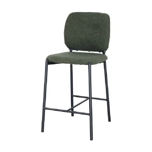 Counterstoel RITA – Groene stof – Zwarte metalen poten – Hoogte 99 cm – Design/industriële stijl