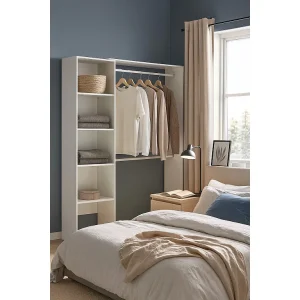 Dgolett kledingkast, Structuur voor inloopkast, Open kleerhanger, 140x40h187 cm, Wit