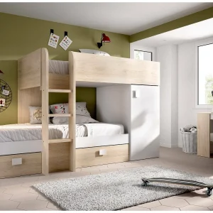 Dmorá Slaapkamer Set Marmolada 112x255x150h cm Wit Eiken 2 Multifunctionele Laden, Omkeerbaar Dmorá Slaapkamer Set Marmolada 112x255x150h cm Wit Eiken 2 Multifunctionele Laden, Omkeerbaar