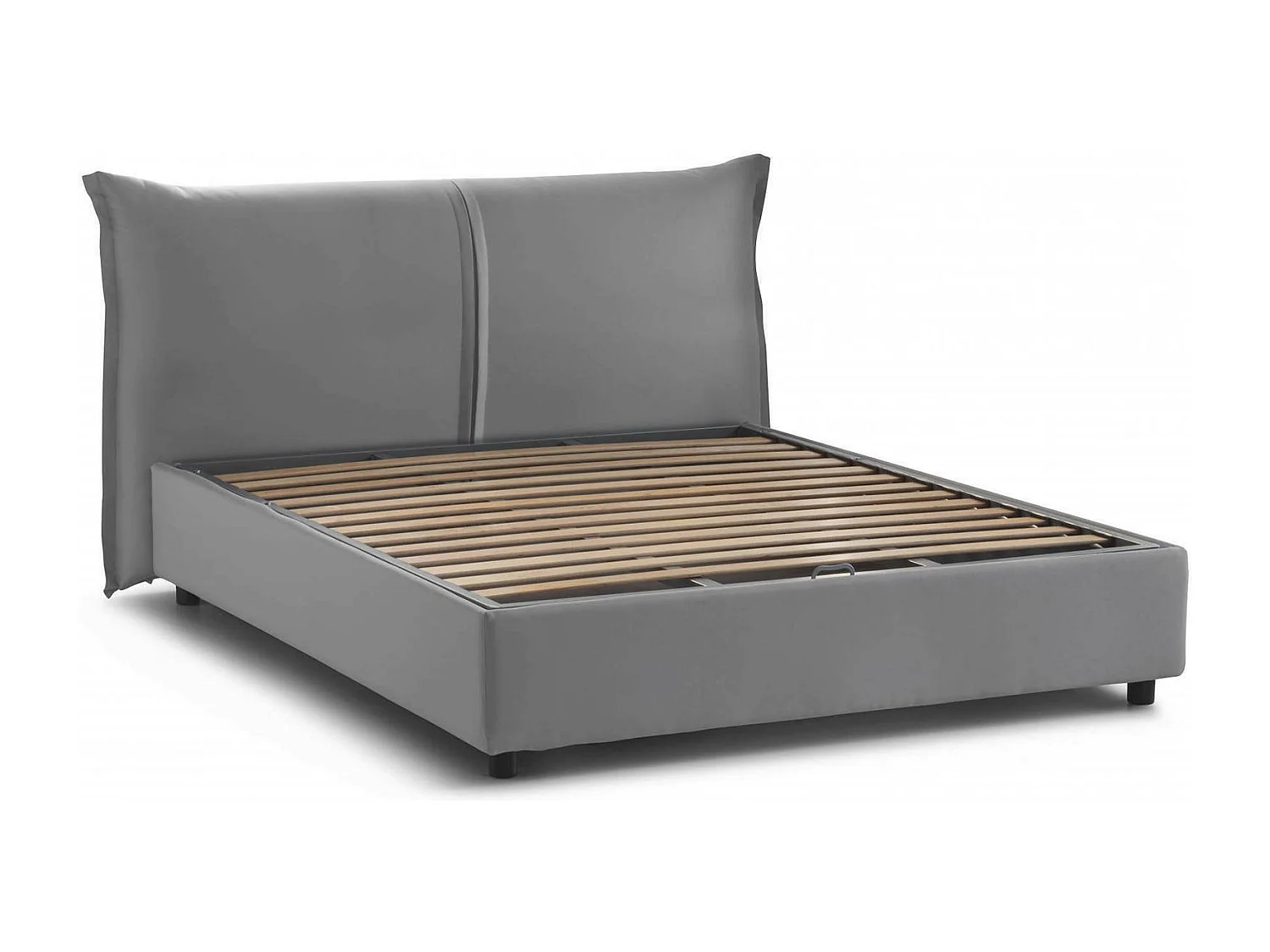 Talamo Italia Tweepersoonsbed Brunetta Grijs Afneembare Bekleding Opslagruimte, Matrasmaat 160x190 cm Made in Italy