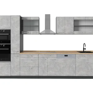 Complete keuken beton/antraciet 350x60x81.6 r-line Complete keuken beton/antraciet 350x60x81.6 r-line