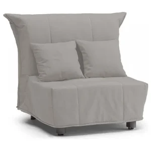 Dabargi slaapbank, eenpersoonsbank, 100% Made in Italy, woonkamerfauteuil met trolley-opening, in gewatteerde stof, inclusief kussens, 85x90h85 cm, grijze kleur