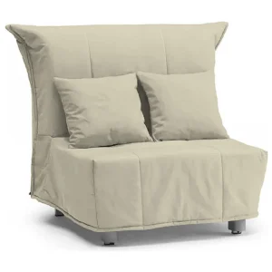 Dabargi slaapbank, enkele bank, 100% Made in Italy, woonkamerfauteuil met trolley-opening, in gewatteerde stof, inclusief kussens, 85x90h85 cm, Beige