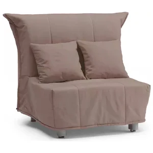 Dabargi slaapbank, enkele bank, 100% Made in Italy, woonkamerfauteuil met trolley-opening, in gewatteerde stof, inclusief kussens, 85x90h85 cm, Taupe