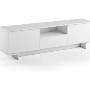 Darrighin tv-standaard, tv-standaard in de woonkamer, lage woonkamer met 2 deuren en 1 lade, 100% Made in Italy, 170x42h48 cm, Wit Darrighin tv-standaard, tv-standaard in de woonkamer, lage woonkamer met 2 deuren en 1 lade, 100% Made in Italy, 170x42h48 cm, Wit