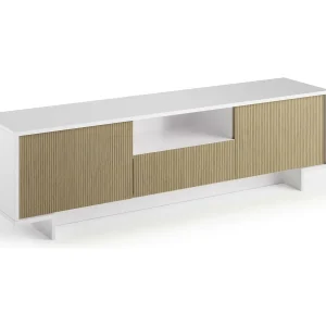 Darrighin TV Stand, Woonkamer TV Stand, Lage Woonkamer Dressoir met 2 Deuren en 1 Lade, 100% Made in Italy, 170x42h48 cm, Wit en Beige Darrighin TV Stand, Woonkamer TV Stand, Lage Woonkamer Dressoir met 2 Deuren en 1 Lade, 100% Made in Italy, 170x42h48 cm, Wit en Beige