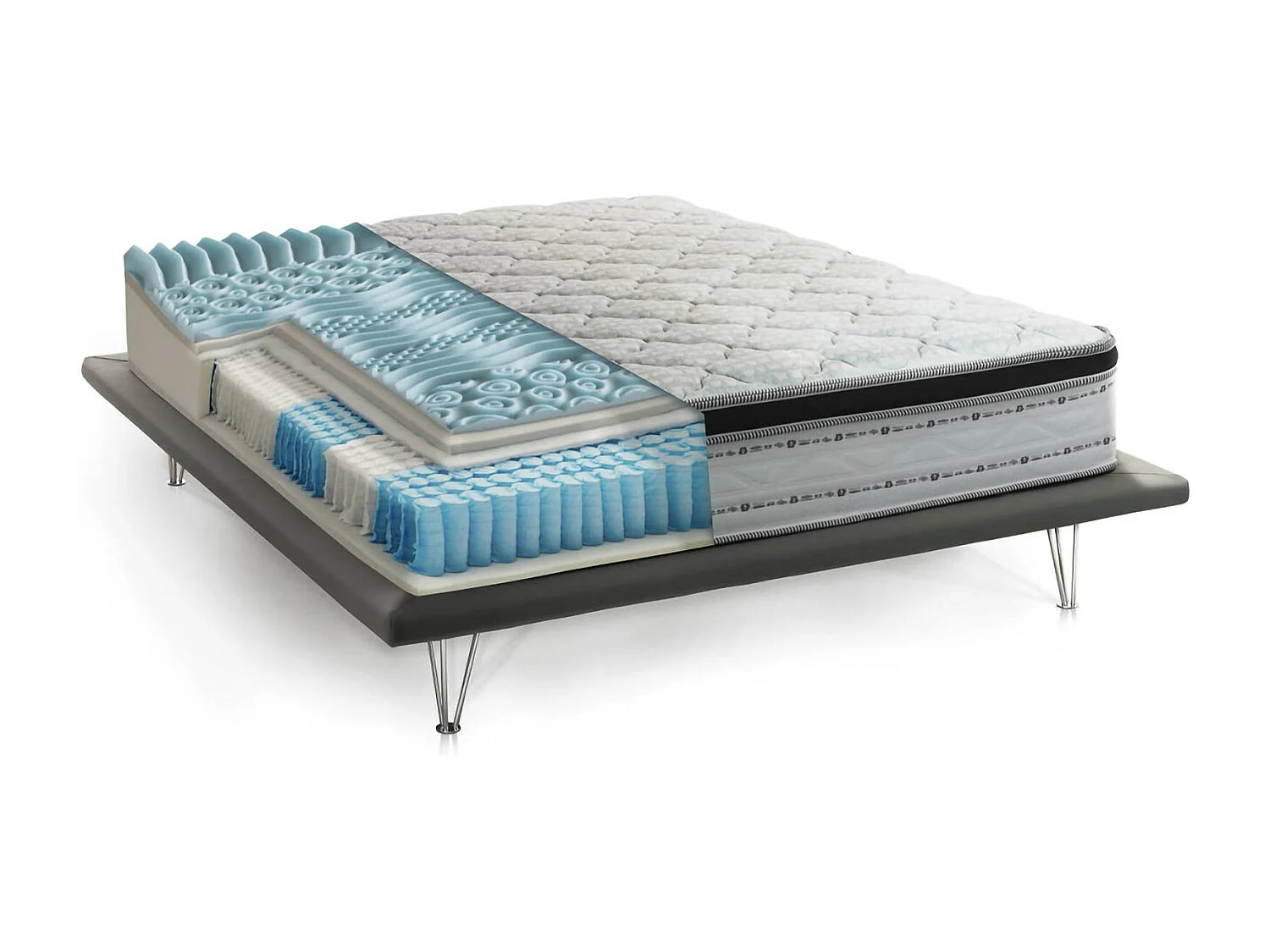 Dgabell eenpersoonsmatras, afneembare hoes in Memory Foam+Gel en pocketveren, 100% Made in Italy, anti-mijt en hypoallergeen, 90x200h27 cm