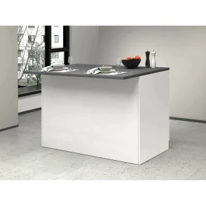 Daffaticat keukeneiland, Multifunctionele kledingkast, Keukenmeubel, Bijzettafel, 100% Made in Italy, 125x90h90 cm, Glanzend wit en leisteen Daffaticat keukeneiland, Multifunctionele kledingkast, Keukenmeubel, Bijzettafel, 100% Made in Italy, 125x90h90 cm, Glanzend wit en leisteen
