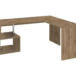 Dmassaro bureau, PC-hoekbureau, multifunctionele kantoortafel, ruimtebesparend bureau met meerdere posities, 100% gemaakt in Italië, 160x60h78 cm, eiken