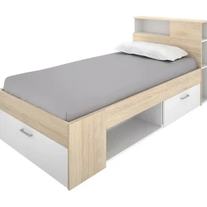 Dhog eenpersoonsbed, Sommier voor slaapkamer, Bedframe voor kamer, Matrashouderstructuur, 218×99 h96 cm, Wit Dhog eenpersoonsbed, Sommier voor slaapkamer, Bedframe voor kamer, Matrashouderstructuur, 218×99 h96 cm, Wit