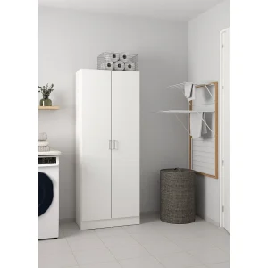 Dmora Multifunctionele Kast 2 Deuren Charleston 37×180 cm Wit 3 Planken 5 Vakken, Bezemkast Dmora Multifunctionele Kast 2 Deuren Charleston 37×180 cm Wit 3 Planken 5 Vakken, Bezemkast